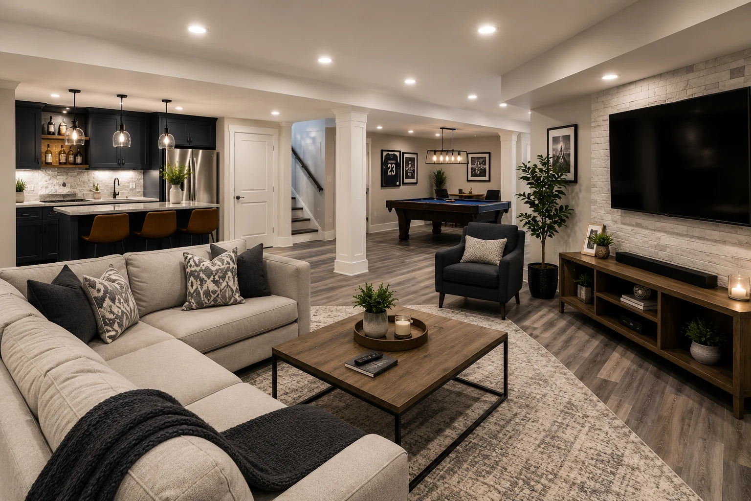 Finished basement renovation