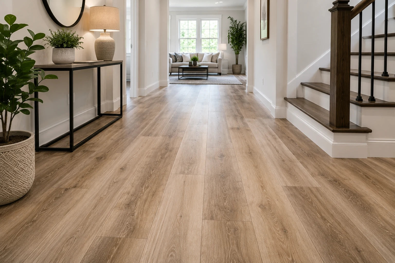 New flooring installed in a bright home