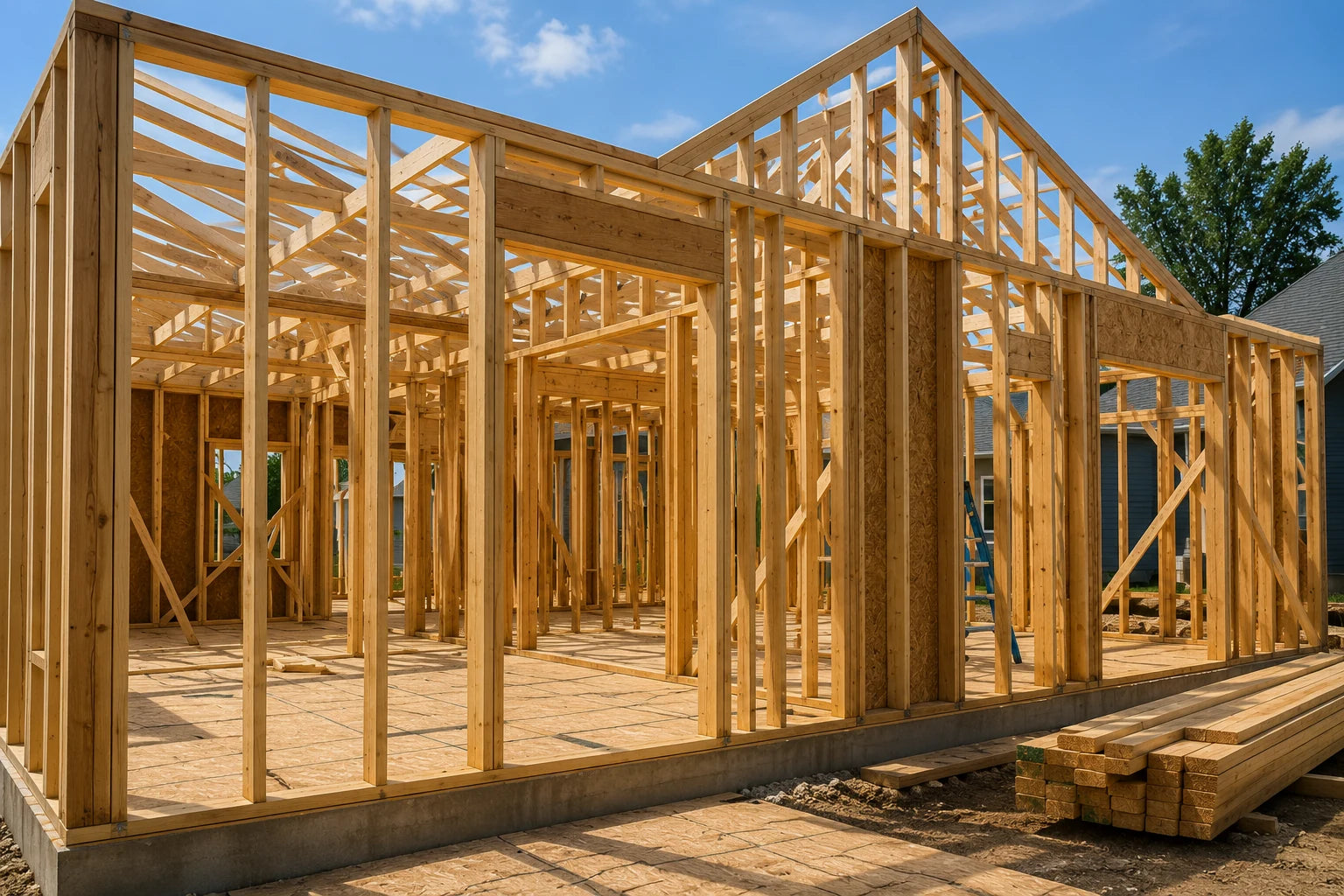 Framing work ready for a construction inspection